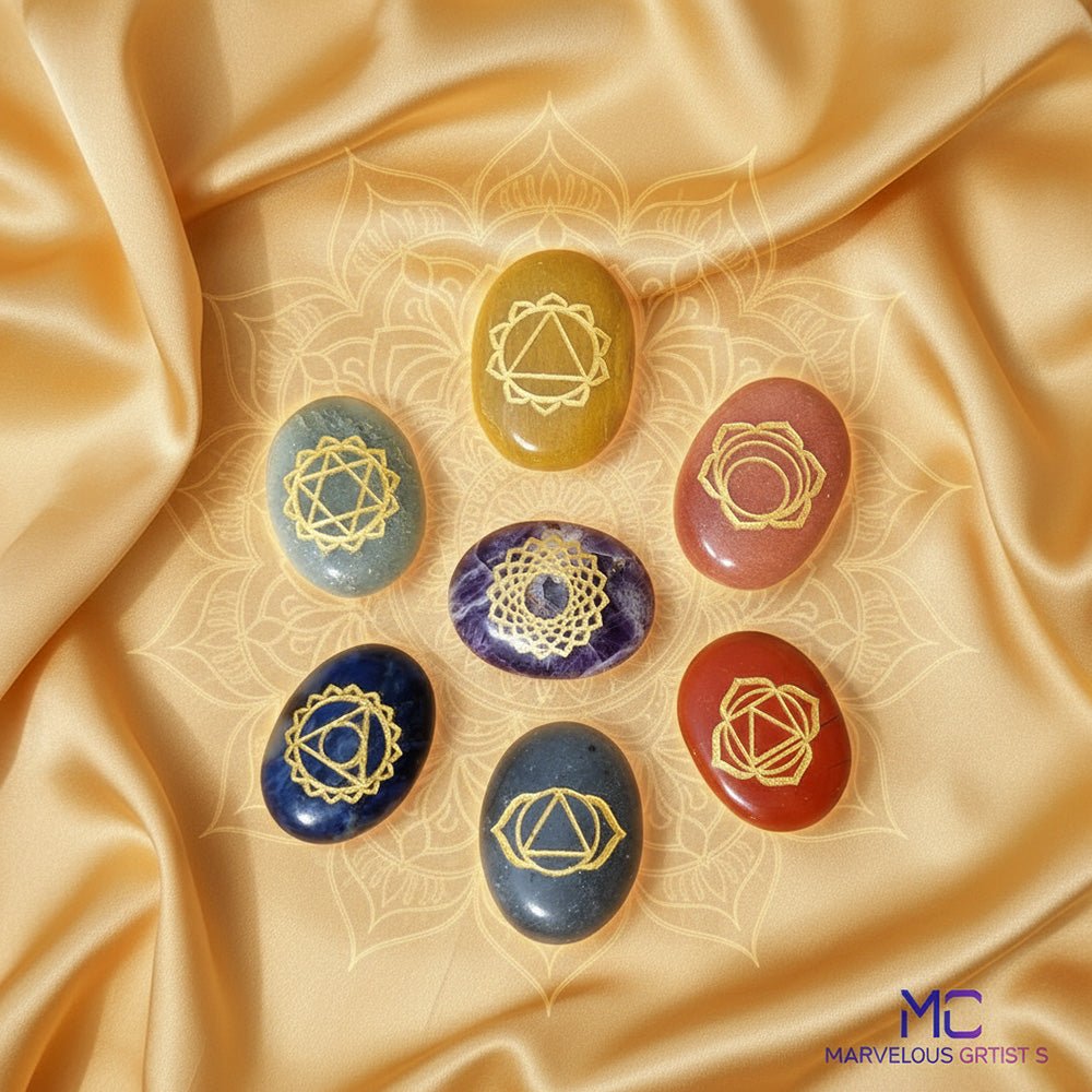 Seven Chakra Reiki Healing Set with Box - Marvelous Crystals