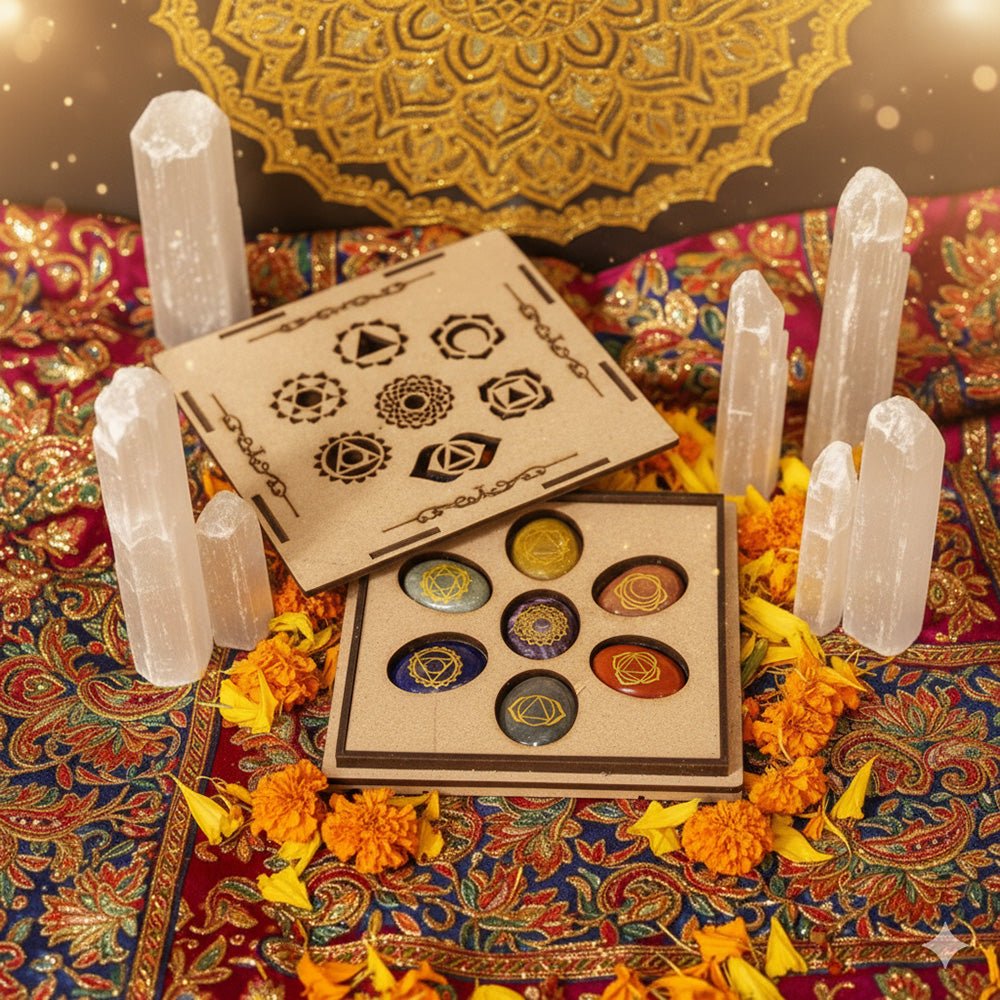 Seven Chakra Reiki Healing Set with Box - Marvelous Crystals