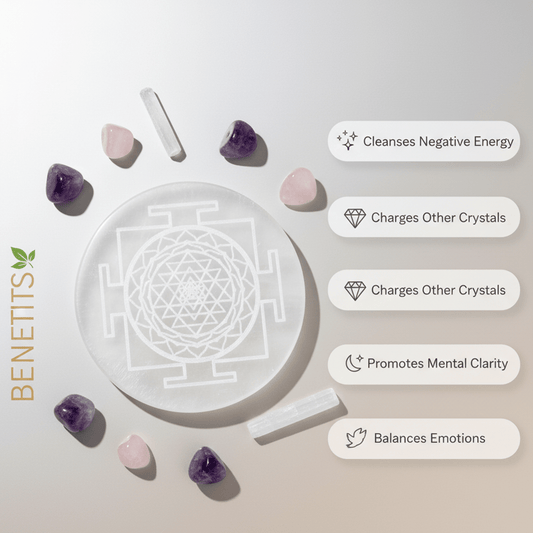 Shree Yantra Selenite Charging Plate - Marvelous Crystals