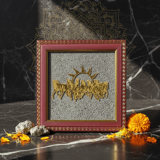 7 Horses on Raw Pyrite Frame - Marvelous Crystals