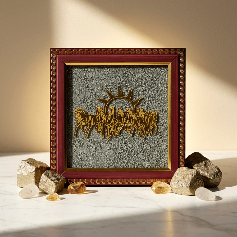 7 Horses on Raw Pyrite Frame - Marvelous Crystals