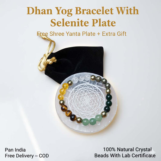 Dhan Yog Bracelet with Selenite Plate Combo - Marvelous Crystals