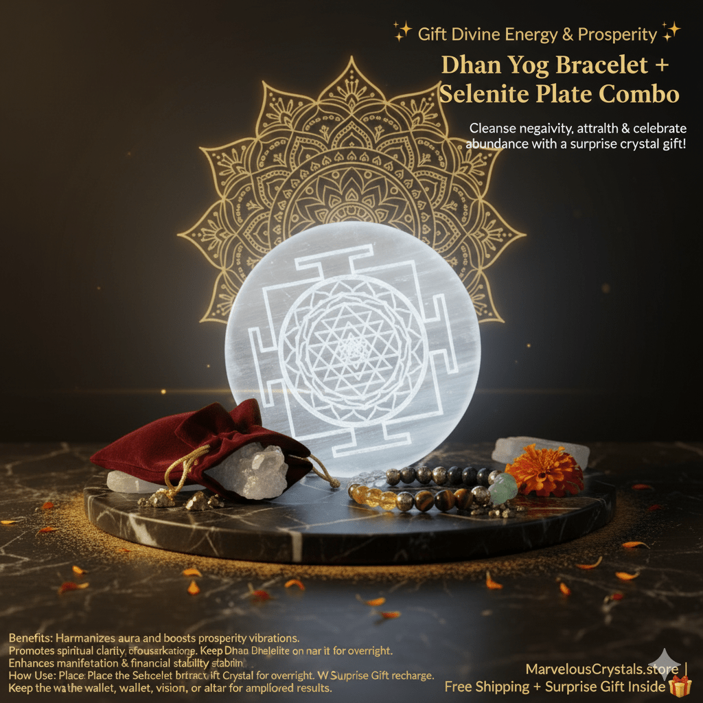 Dhan Yog Bracelet with Selenite Plate Combo - Marvelous Crystals