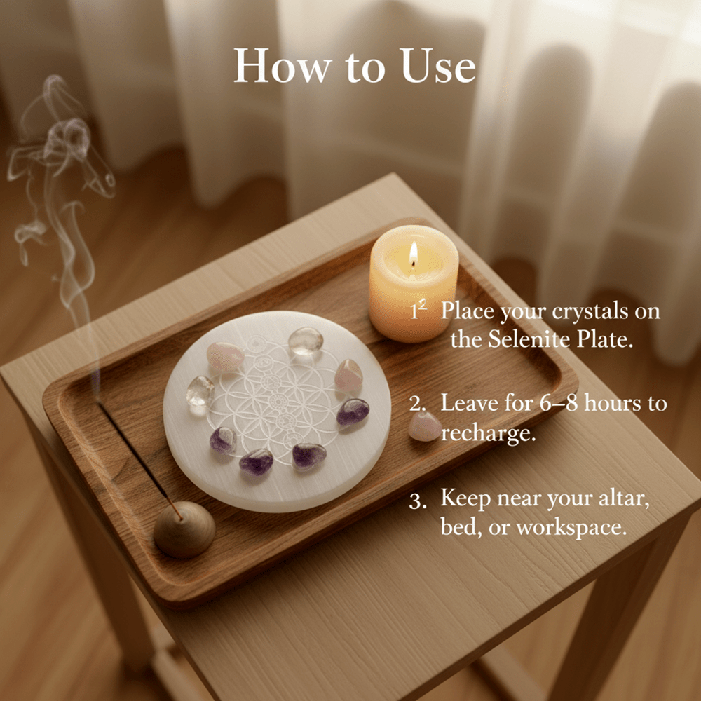 Flower of Life Selenite Charging Plate - Marvelous Crystals