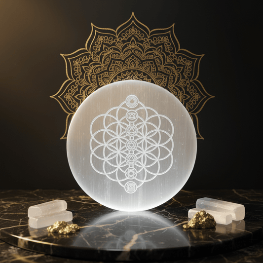 Flower of Life Selenite Charging Plate - Marvelous Crystals