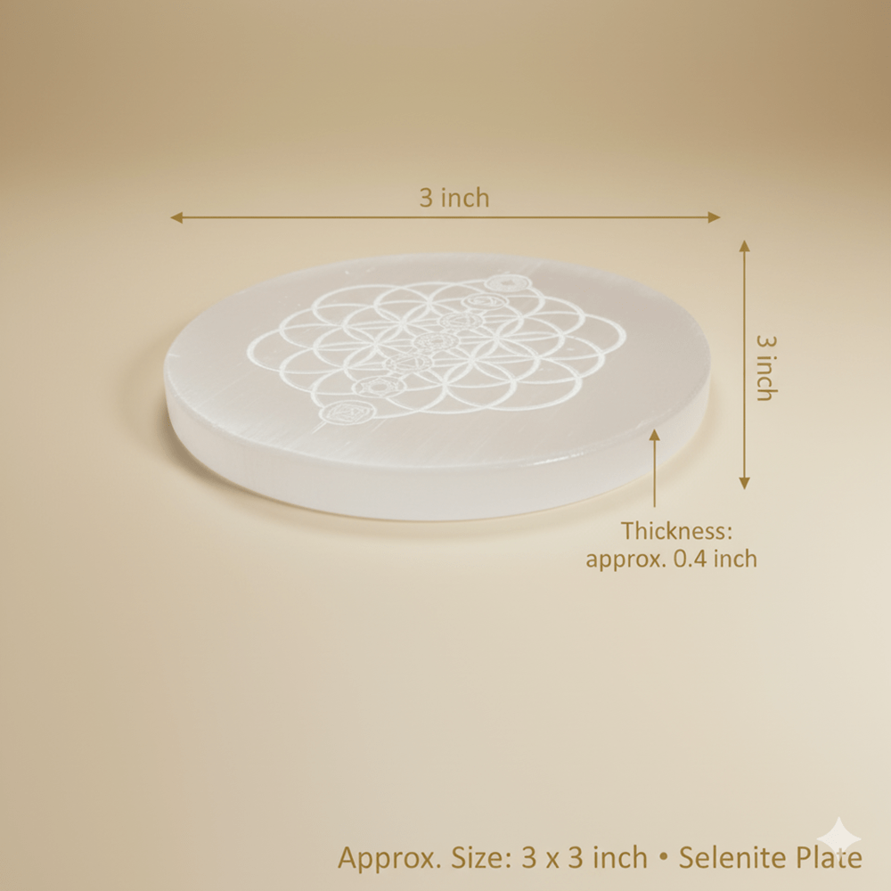 Flower of Life Selenite Charging Plate - Marvelous Crystals
