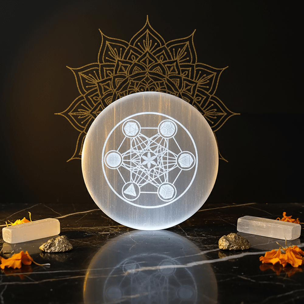 Metatron’s Cube Selenite Charging Plate - Marvelous Crystals