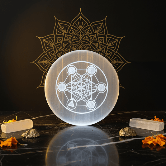 Metatron’s Cube Selenite Charging Plate - Marvelous Crystals