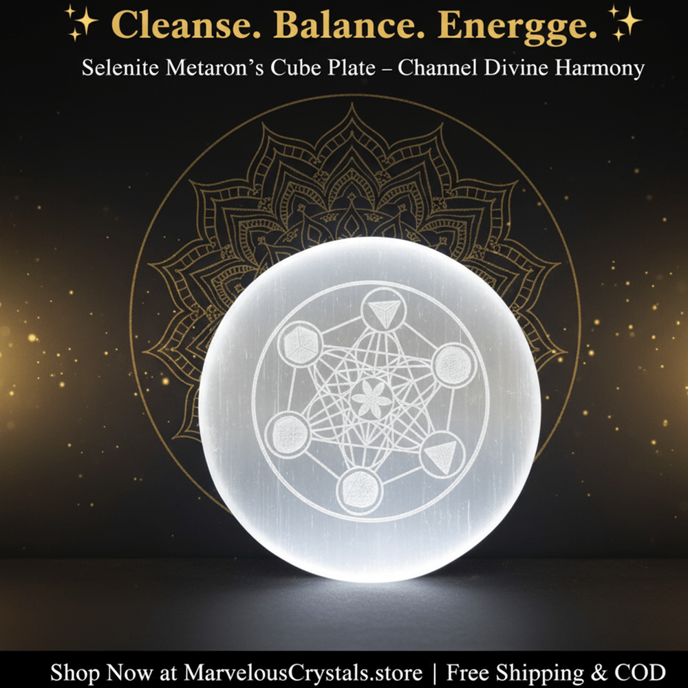 Metatron’s Cube Selenite Charging Plate - Marvelous Crystals