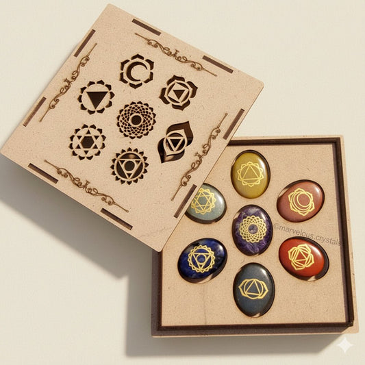Seven Chakra Reiki Healing Set with Box - Marvelous Crystals