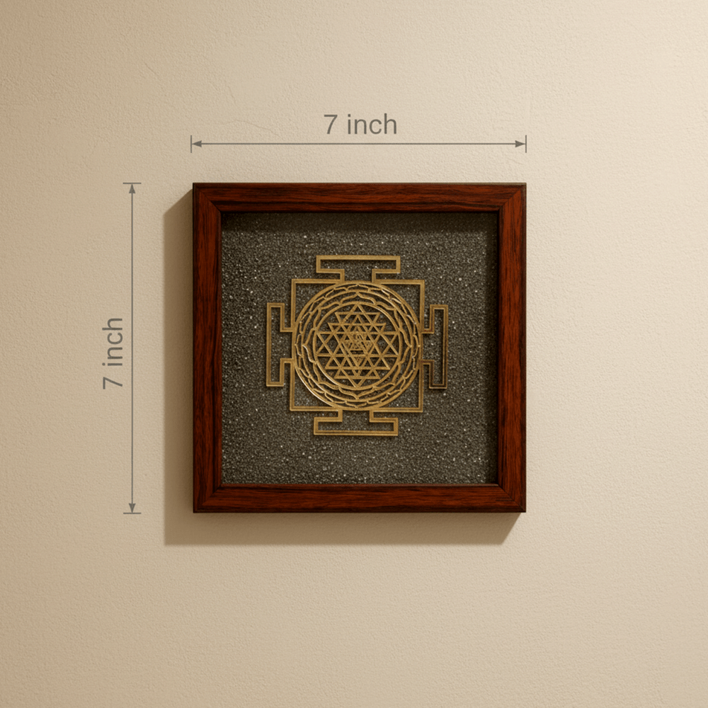 Shree Yantra On Raw Pyrite Frame - Marvelous Crystals