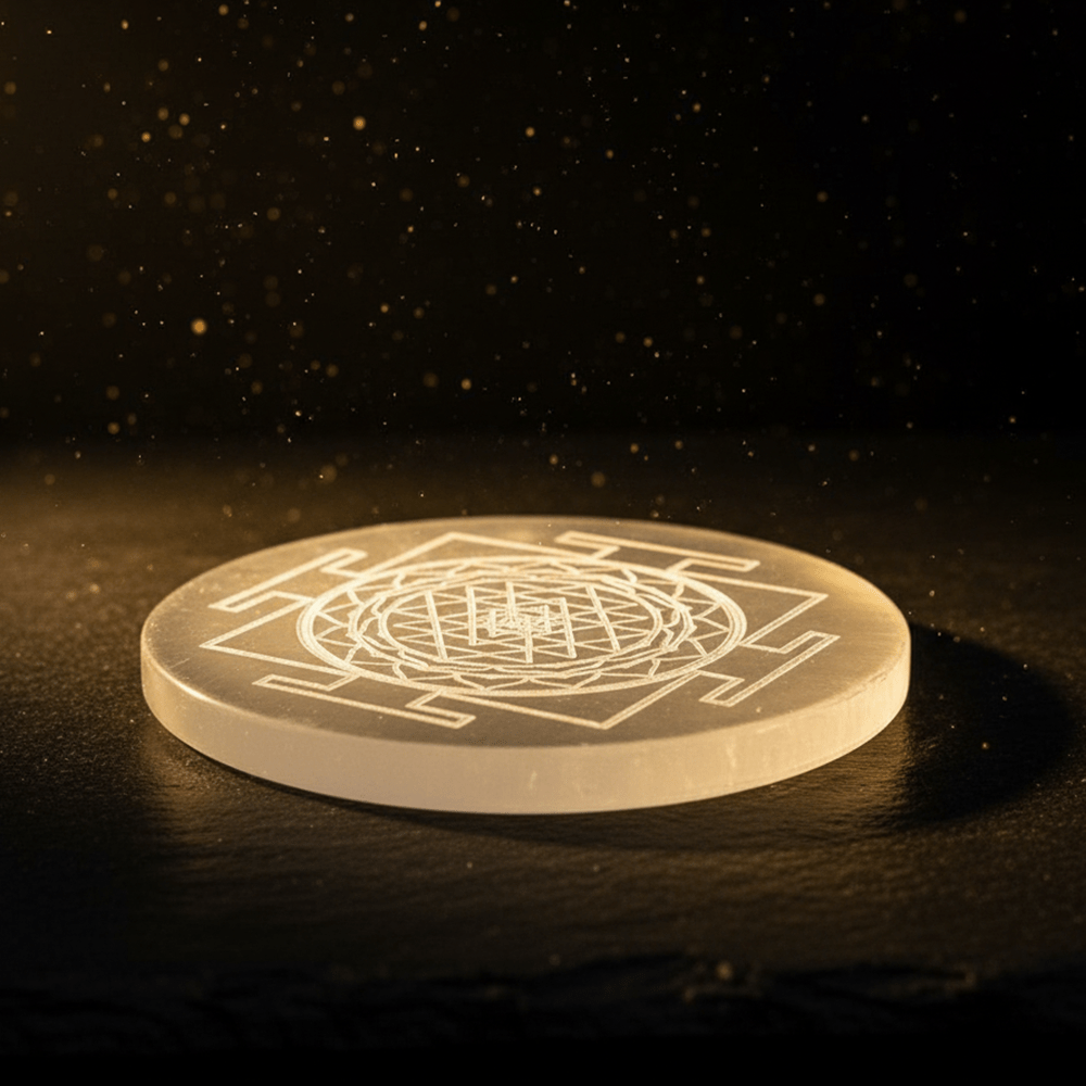 Shree Yantra Selenite Charging Plate - Marvelous Crystals