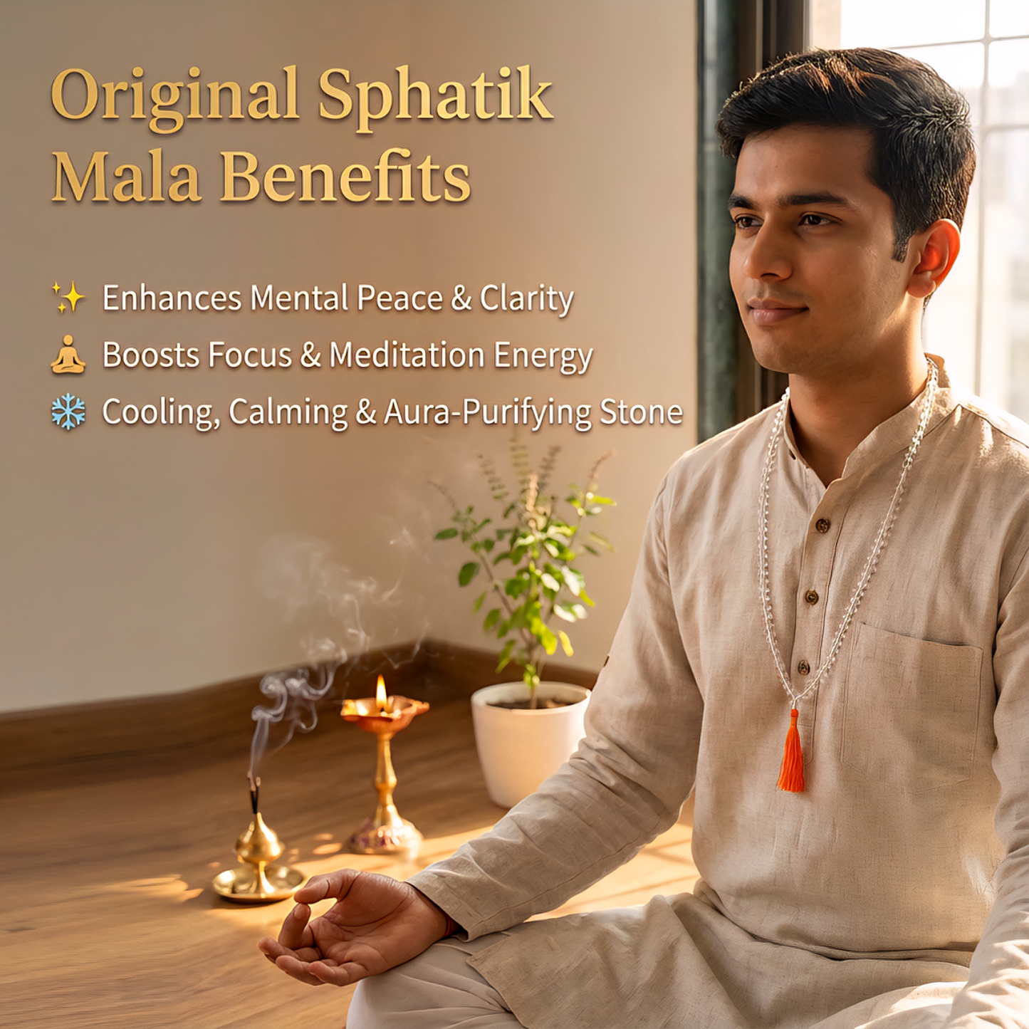 Natural Sphatik Mala - Crystal Japa Mala