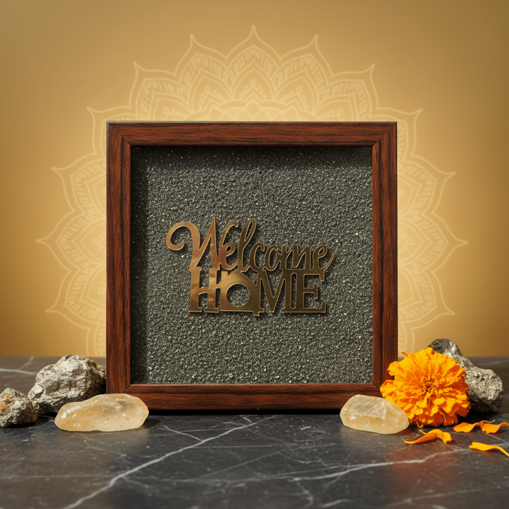 Welcom Home Pyrite Frame - Marvelous Crystals