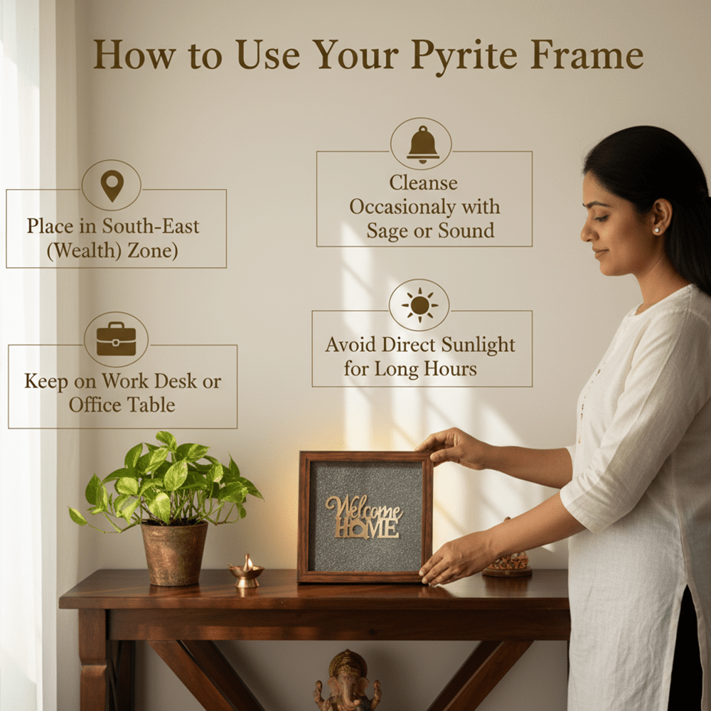 Welcom Home Pyrite Frame - Marvelous Crystals