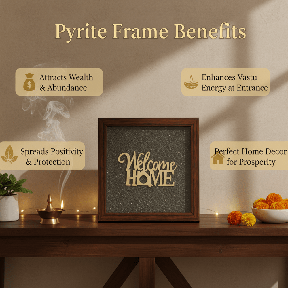 Welcom Home Pyrite Frame - Marvelous Crystals